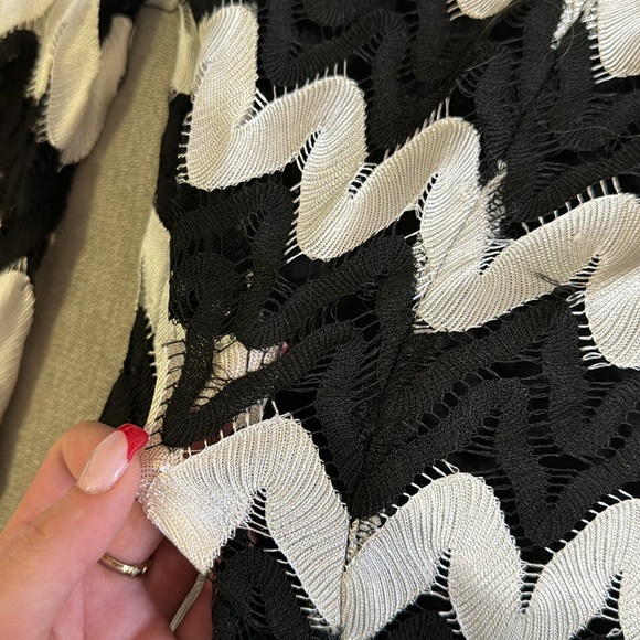 Black & White Wavy Striped Mesh Romper - Picture 15 of 15